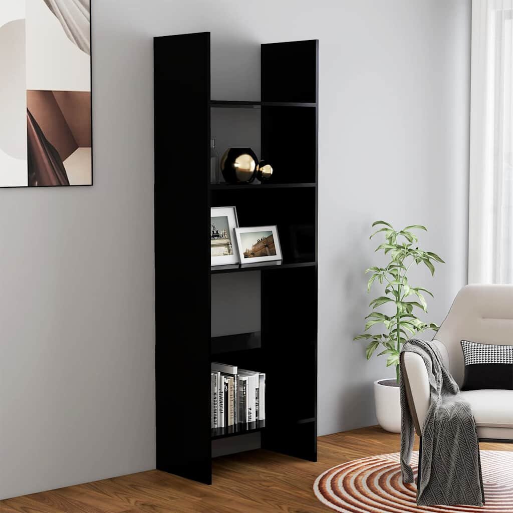 vidaXL Библиотека черна 60x35x180 см инженерно дърво