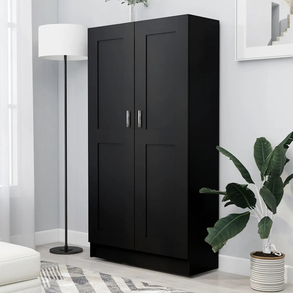 vidaXL Библиотека черна 825x305x150 см ПДЧ
