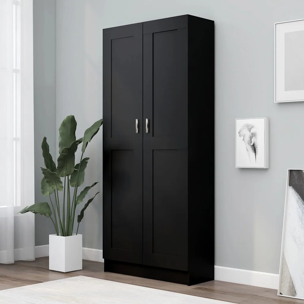 vidaXL Библиотека черна 825x305x1855 см инженерно дърво