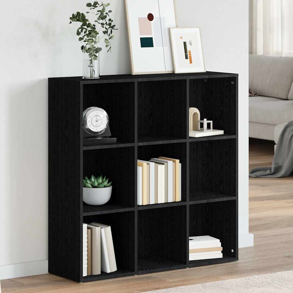 vidaXL Библиотека черна 98x29x975 см инженерно дърво