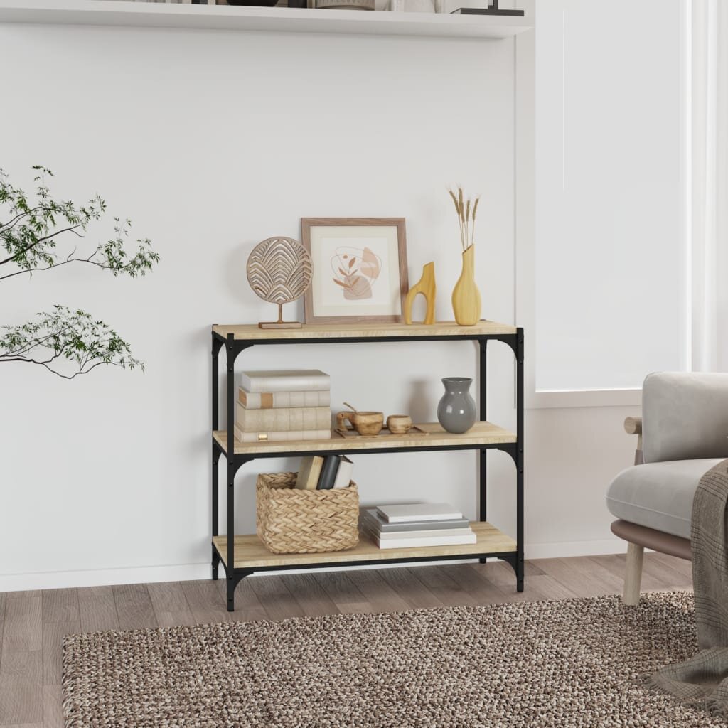 vidaXL Библиотека дъб сонома 80x33x705 см инженерно дърво и стомана