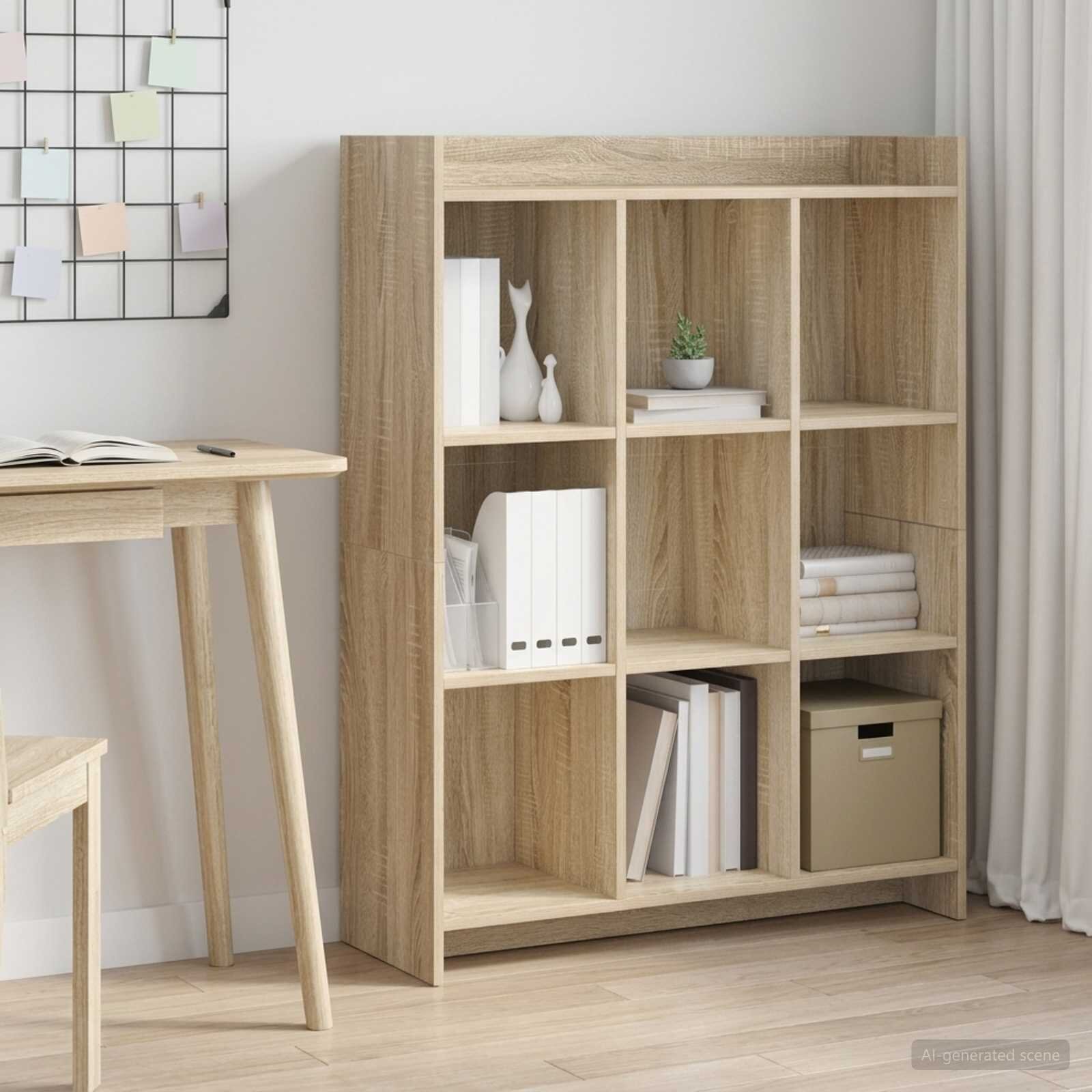 vidaXL Библиотека Дъб сонома 875 x 30 x 111 см Инженерна дървесина