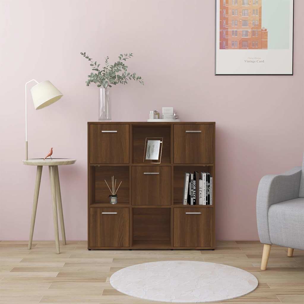 vidaXL Библиотека кафяв дъб 90x30x90 см инженерно дърво