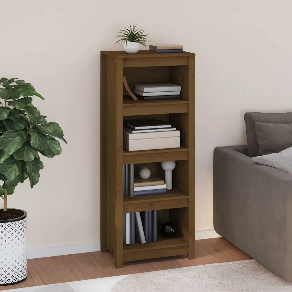 vidaXL Библиотека меденокафява 50x35x1255 см бор масив