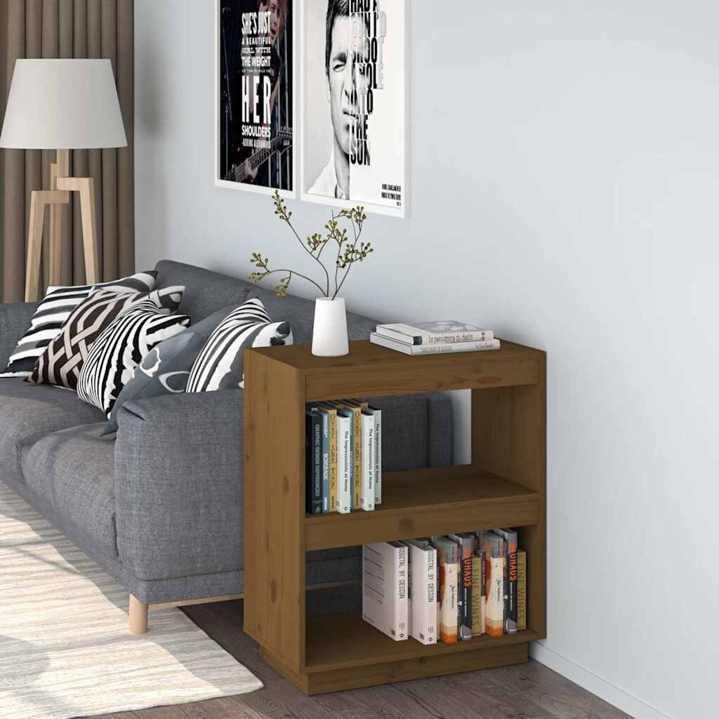 vidaXL Библиотека меденокафява 60x35x71 см бор масив