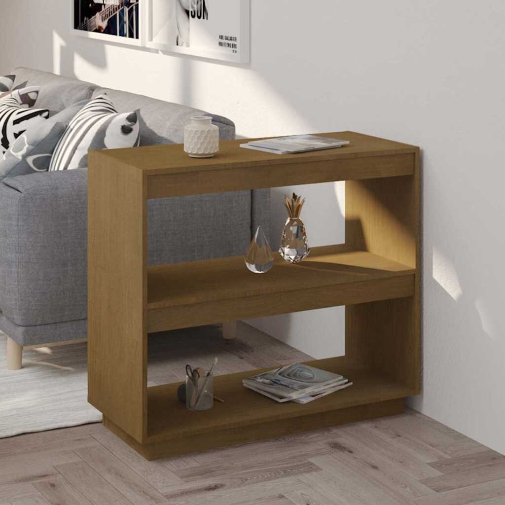 vidaXL Библиотека меденокафява 80x35x71 см бор масив