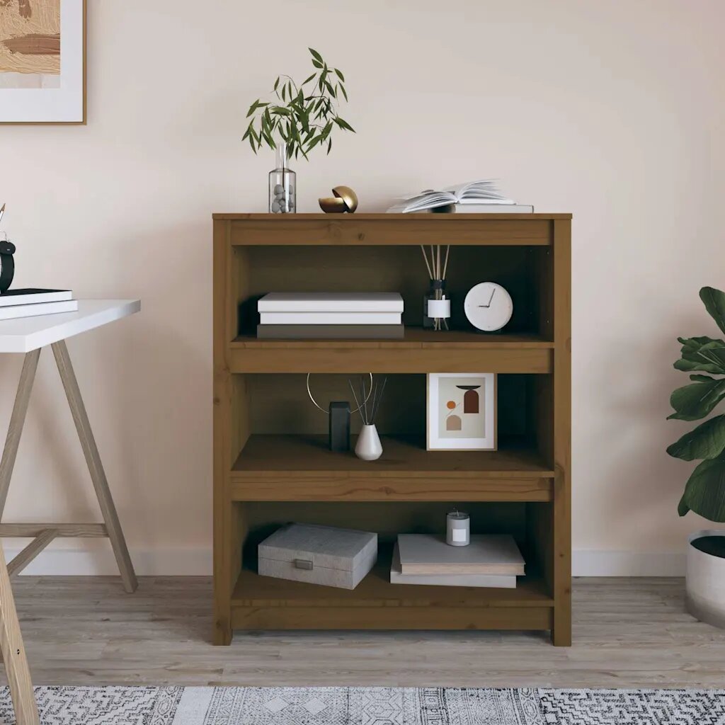 vidaXL Библиотека меденокафява 80x35x97 см бор масив