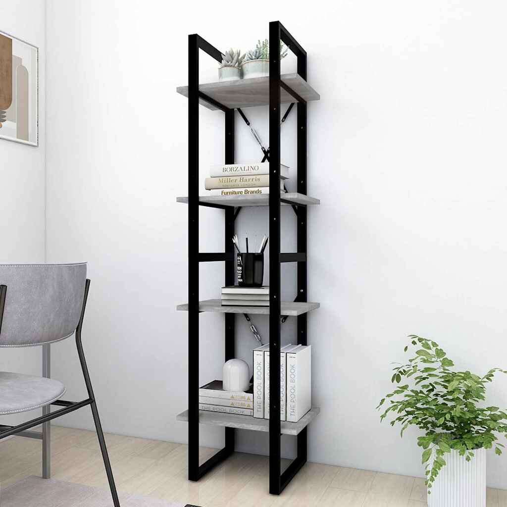 vidaXL Библиотека на 4 нива сив сонома 40x30x140 см инженерно дърво