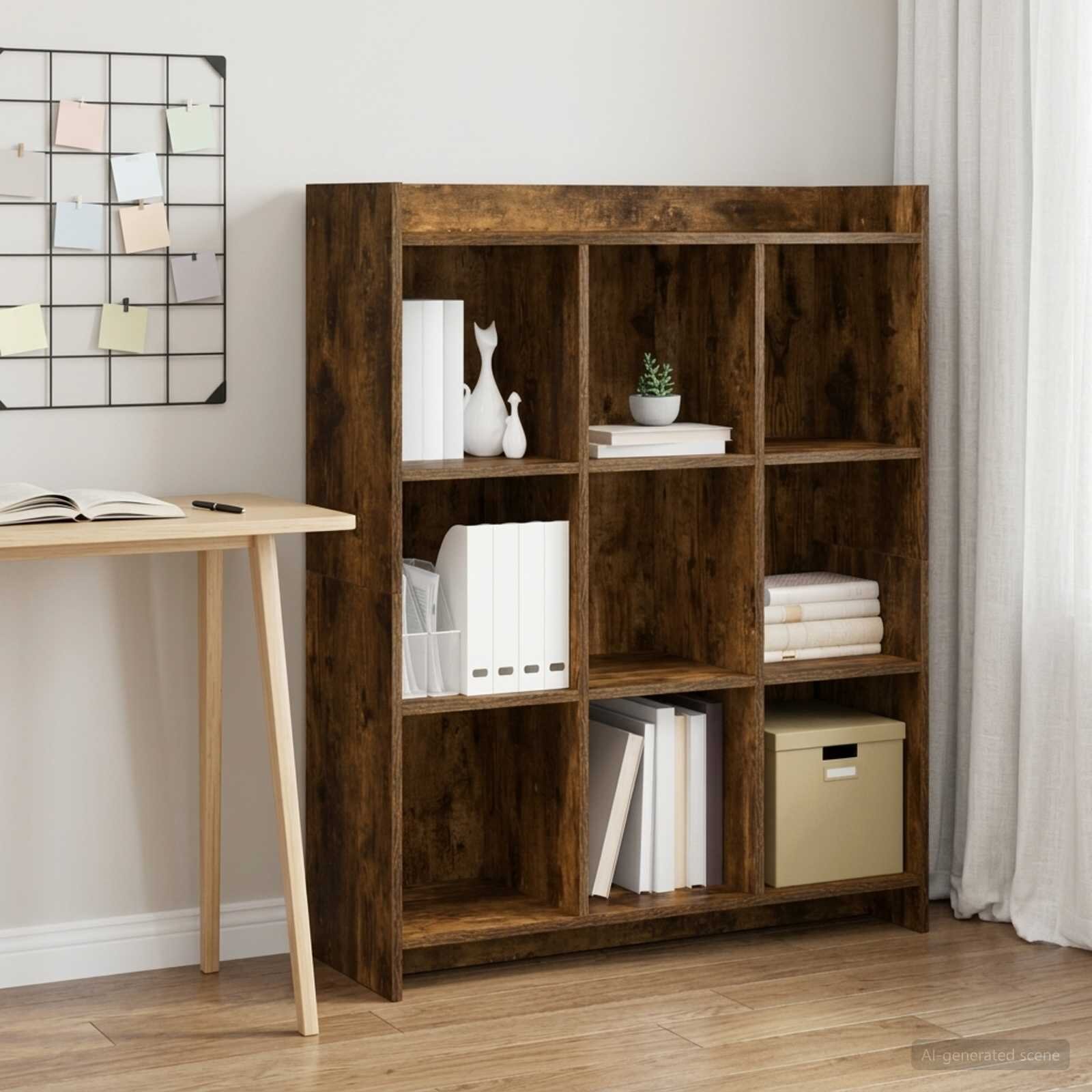 vidaXL Библиотека Опушен дъб 875 x 30 x 111 см Инженерна дървесина