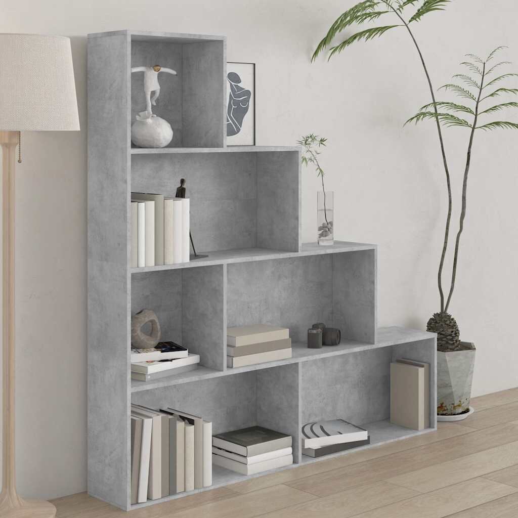 vidaXL Библиотека/параван бетонно сив 155x24x160 см инженерно дърво