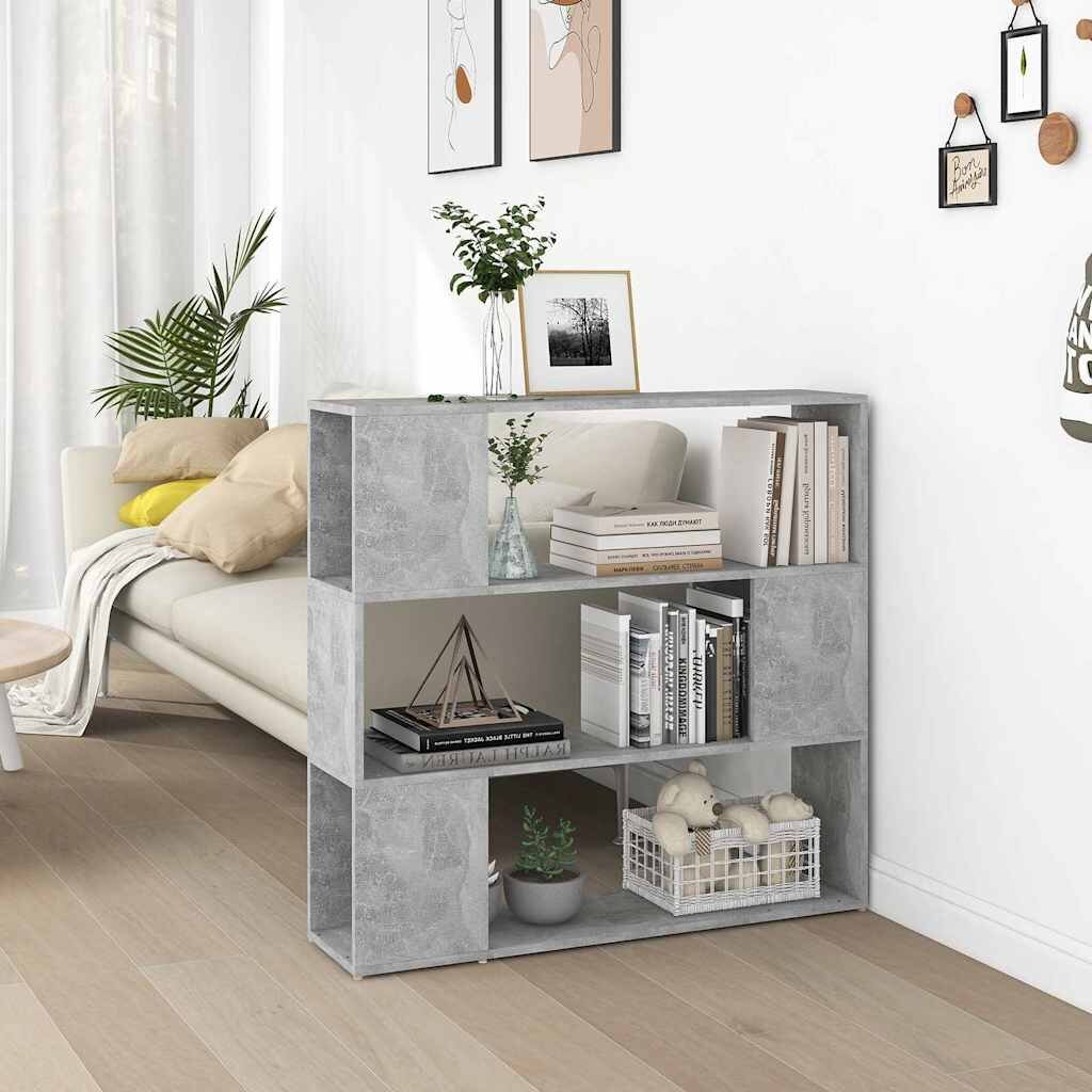 vidaXL Библиотека/разделител за стая бетонно сива 100x24x94 см