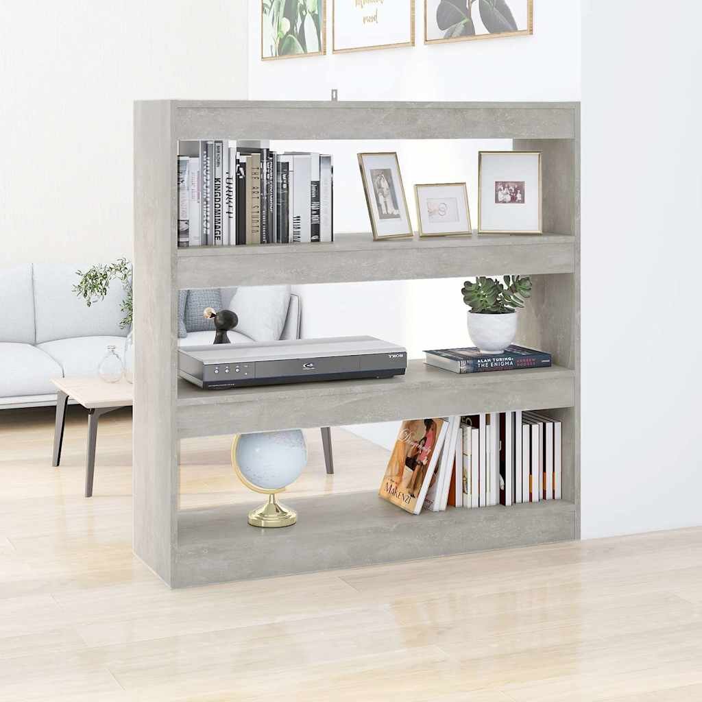 vidaXL Библиотека/разделител за стая бетонно сива 100x30x103 см