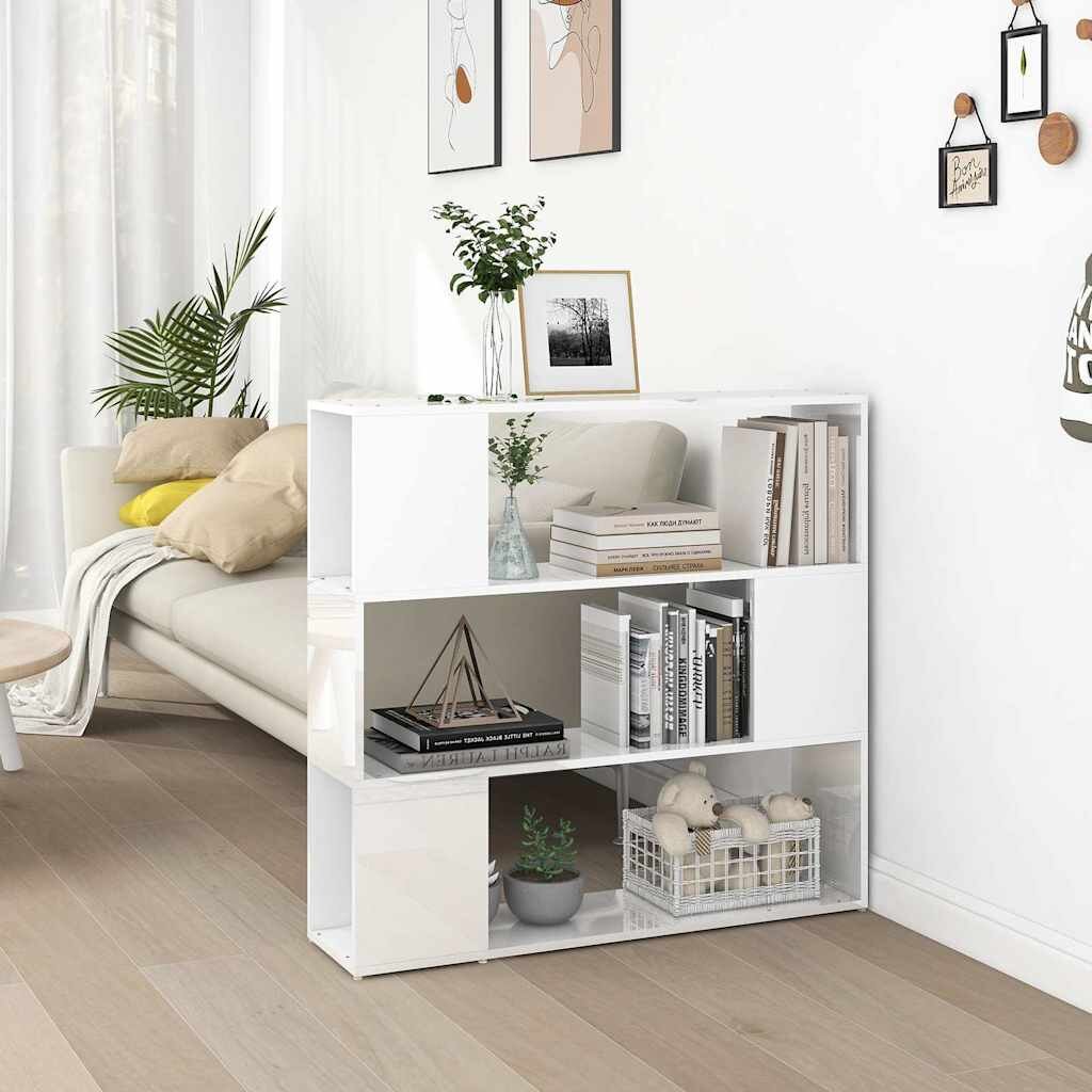 vidaXL Библиотека/разделител за стая бял гланц 100x24x94 см