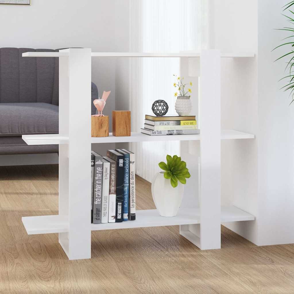 vidaXL Библиотека/разделител за стая бял гланц 100x30x87 см