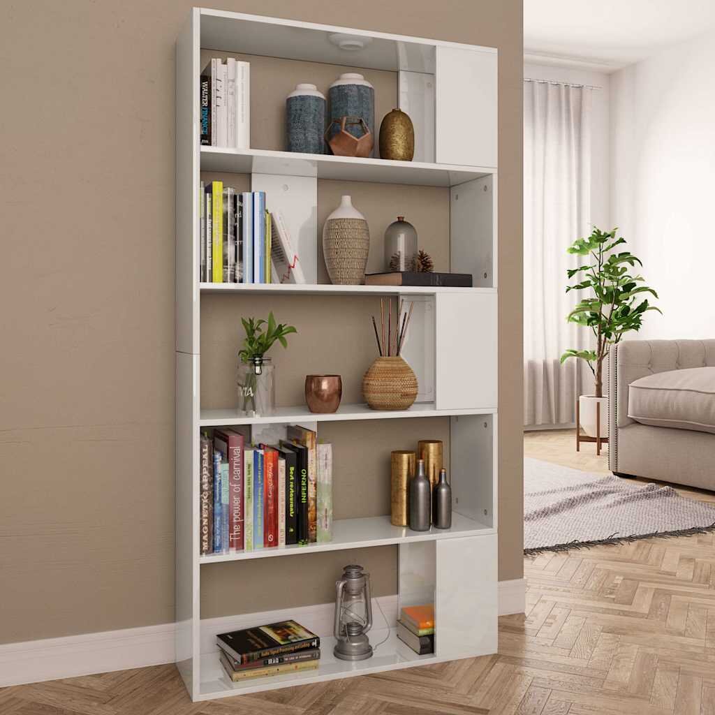 vidaXL Библиотека/разделител за стая бял гланц 80x24x159 см