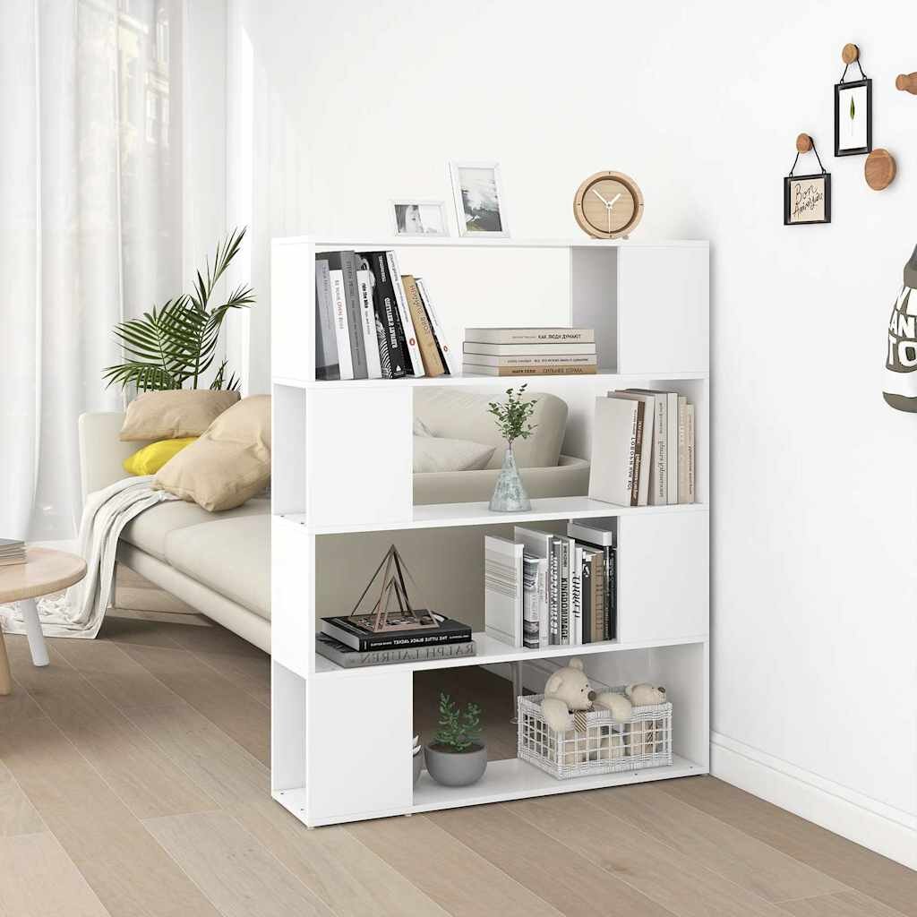 vidaXL Библиотека/разделител за стая бяла 100x24x124 см