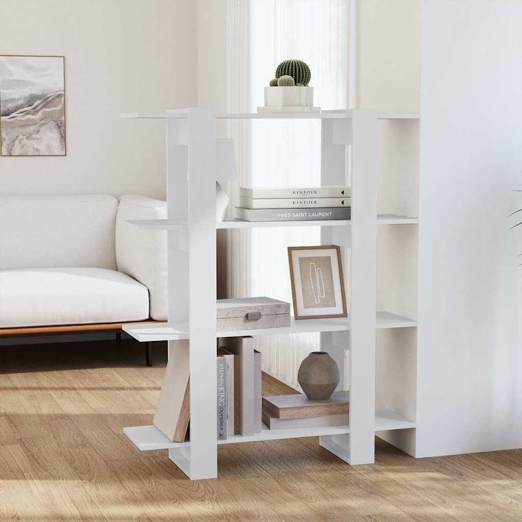 vidaXL Библиотека/разделител за стая бяла 100x30x1235 см