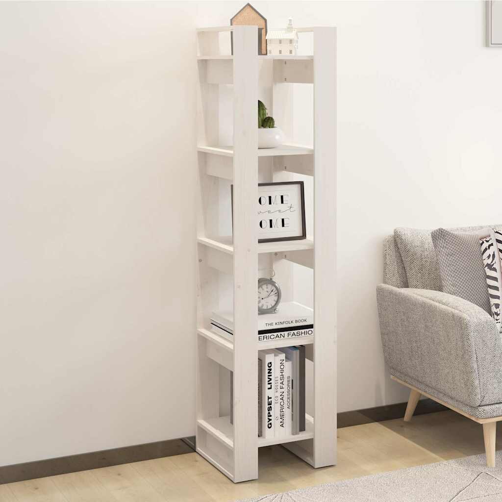 vidaXL Библиотека/разделител за стая бяла 41x35x160 см бор масив