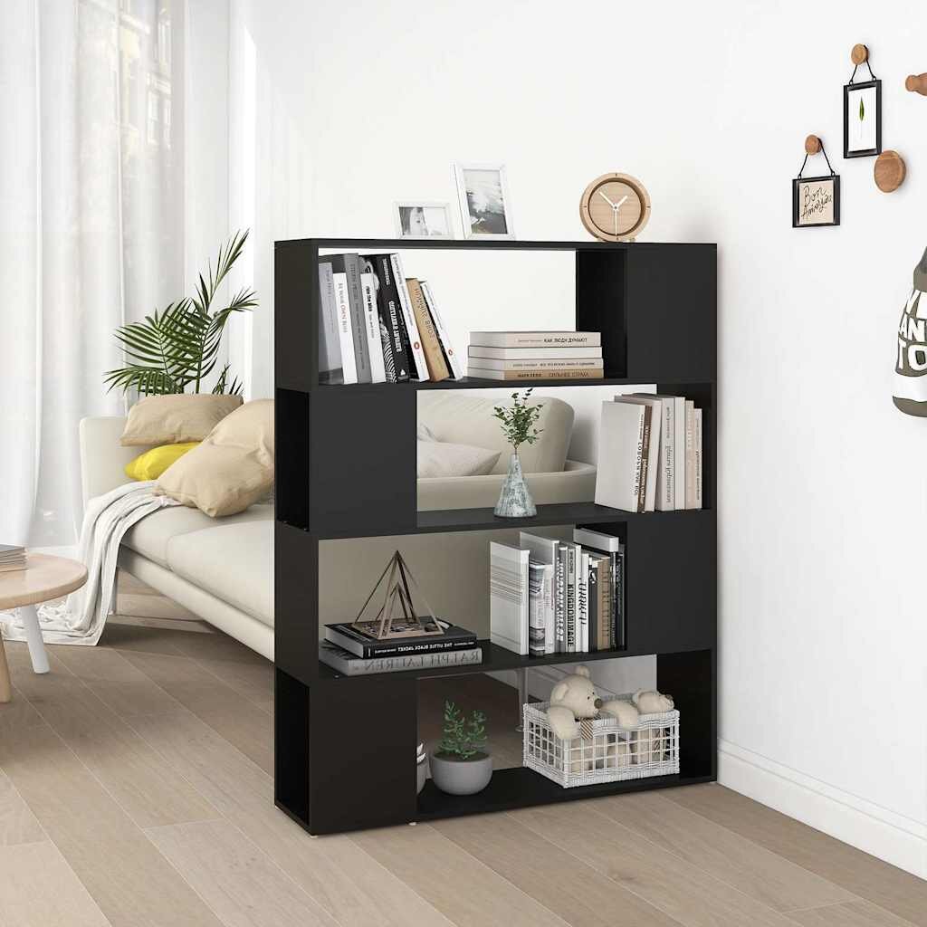 vidaXL Библиотека/разделител за стая черна 100x24x124 см