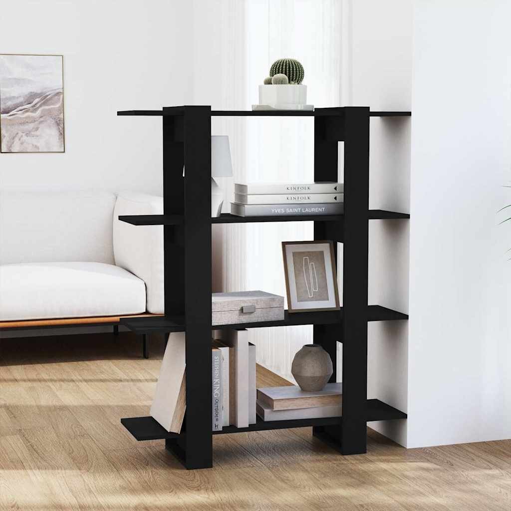 vidaXL Библиотека/разделител за стая черна 100x30x1235 см