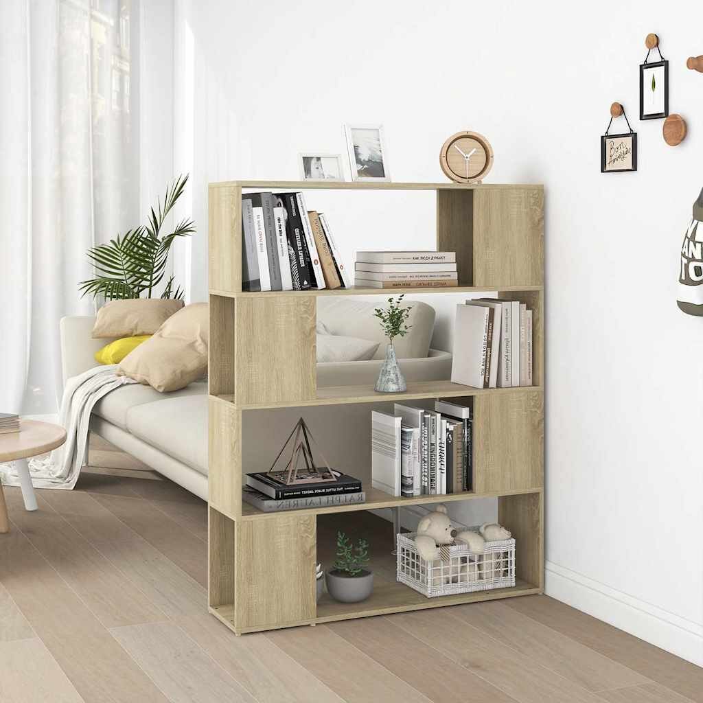 vidaXL Библиотека/разделител за стая дъб сонома 100x24x124 см