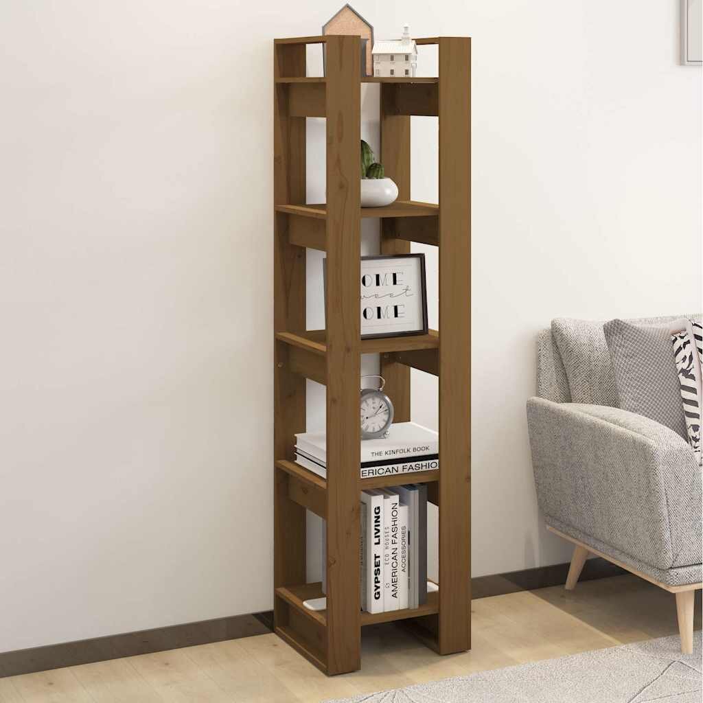 vidaXL Библиотека/разделител за стая меденокафява 41x35x160 см бор