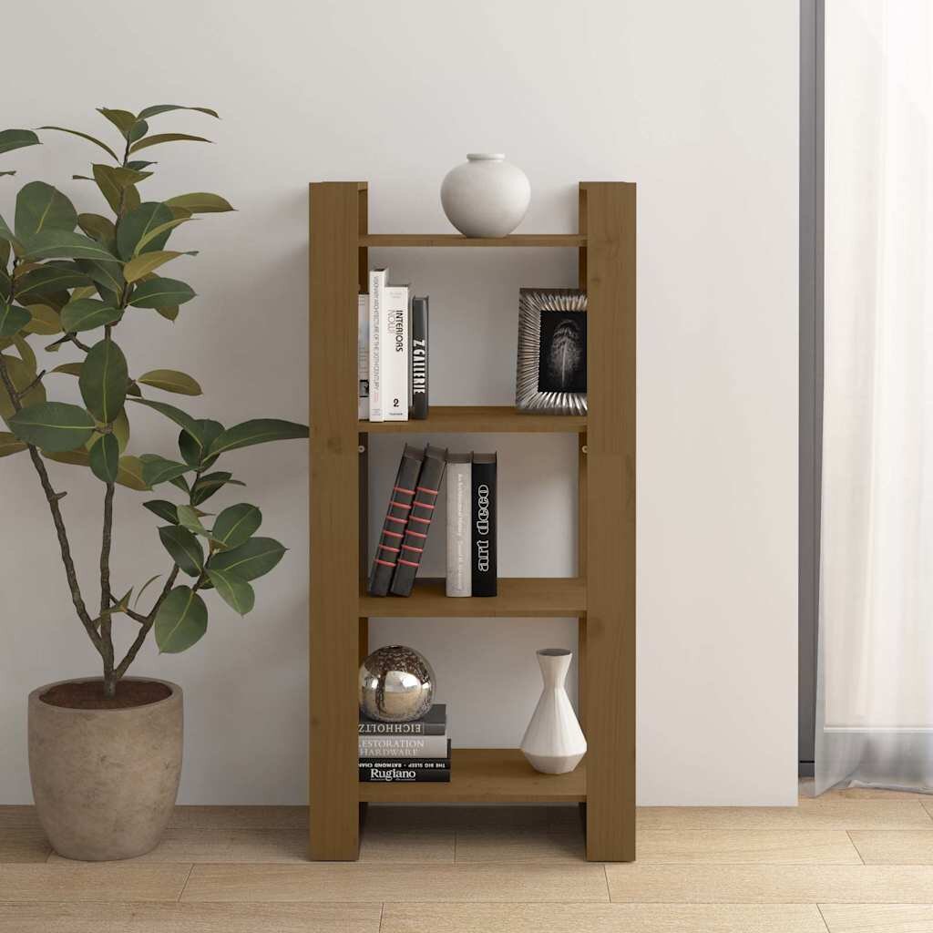 vidaXL Библиотека/разделител за стая меденокафява 60x35x125 см бор