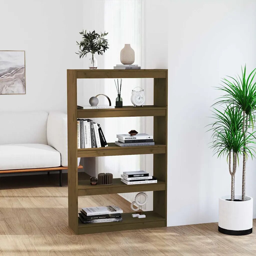 vidaXL Библиотека/разделител за стая меденокафява 80x30x1355 см бор