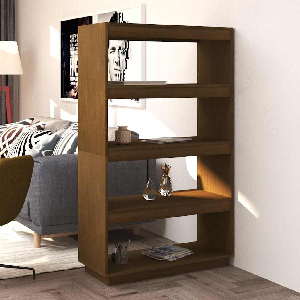 vidaXL Библиотека/разделител за стая меденокафява 80x35x135 см бор