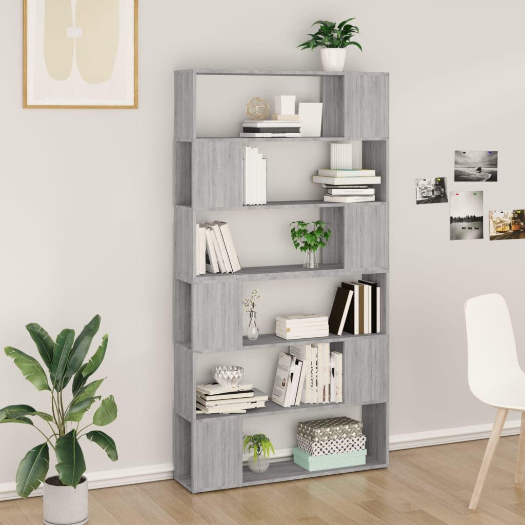 vidaXL Библиотека/разделител за стая сив сонома 100x24x188 см