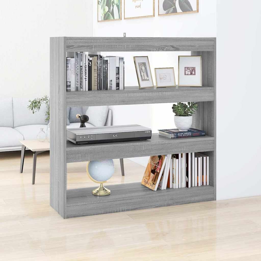 vidaXL Библиотека/разделител за стая сив сонома 100x30x103 см