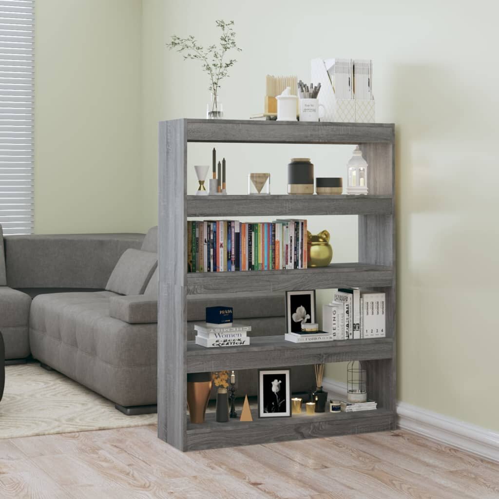 vidaXL Библиотека/разделител за стая сив сонома 100x30x135 см