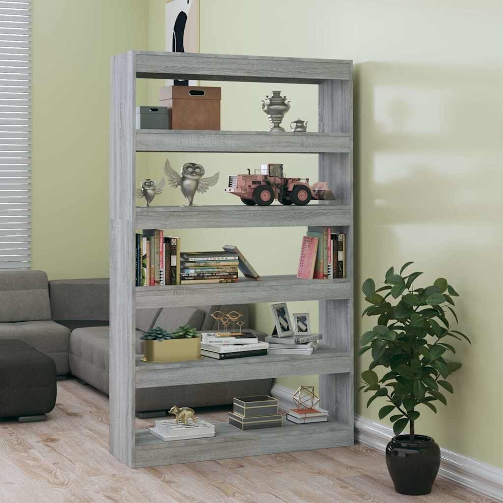 vidaXL Библиотека/разделител за стая сив сонома 100x30x166 см