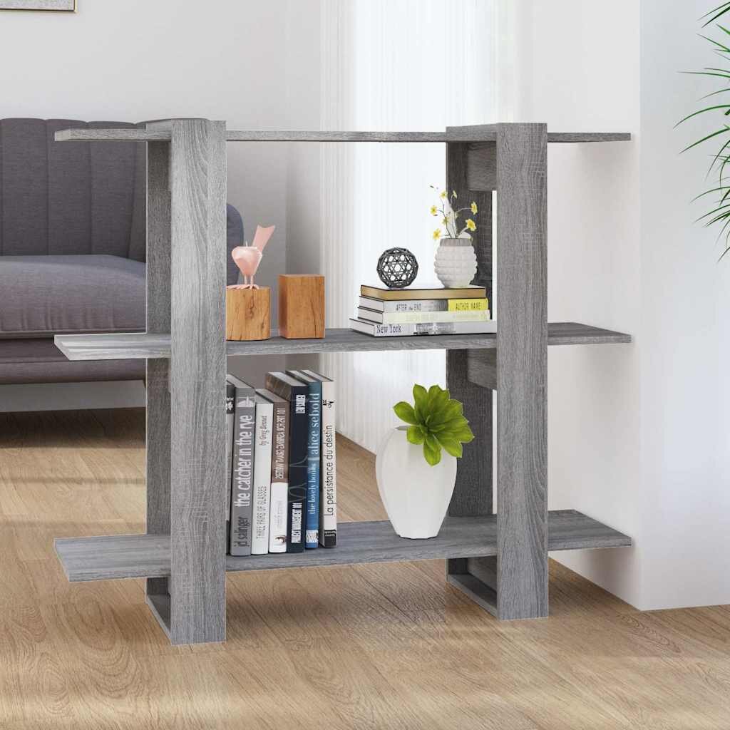 vidaXL Библиотека/разделител за стая сив сонома 100x30x87 см