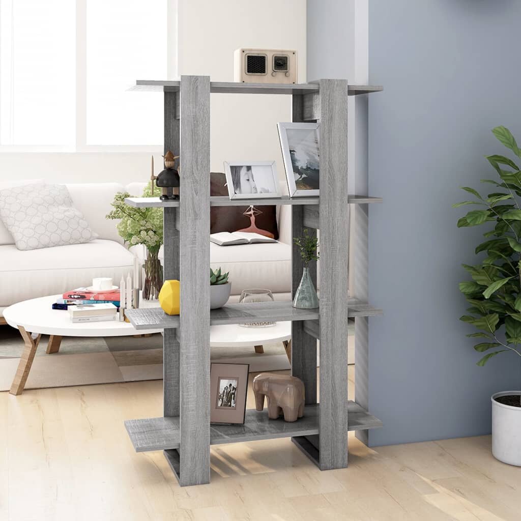vidaXL Библиотека/разделител за стая сив сонома 80x30x1235 см