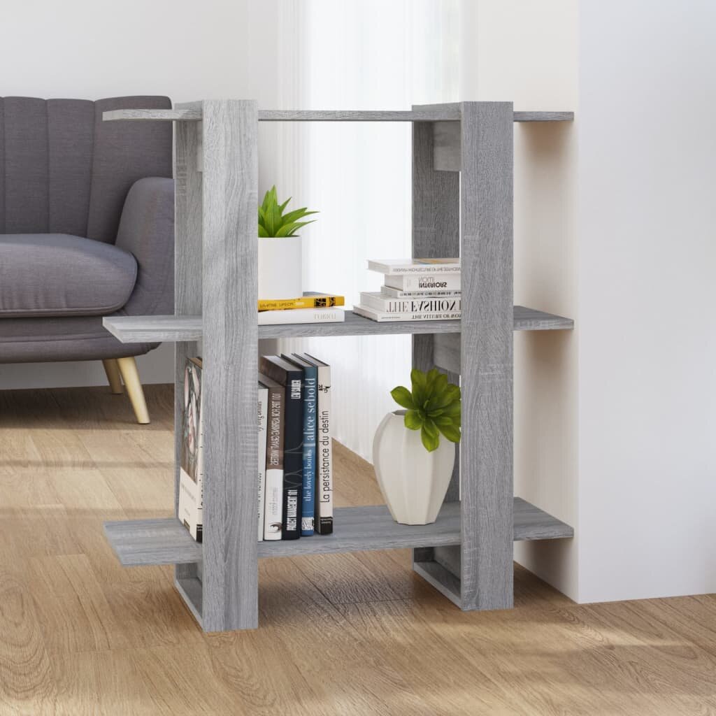 vidaXL Библиотека/разделител за стая сив сонома 80x30x87 см
