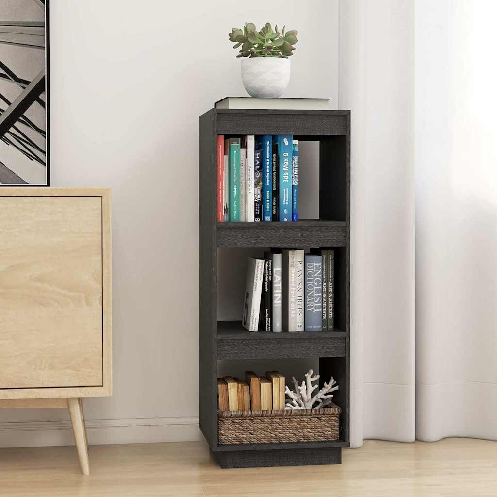 vidaXL Библиотека/разделител за стая сива 40x35x103 см бор масив