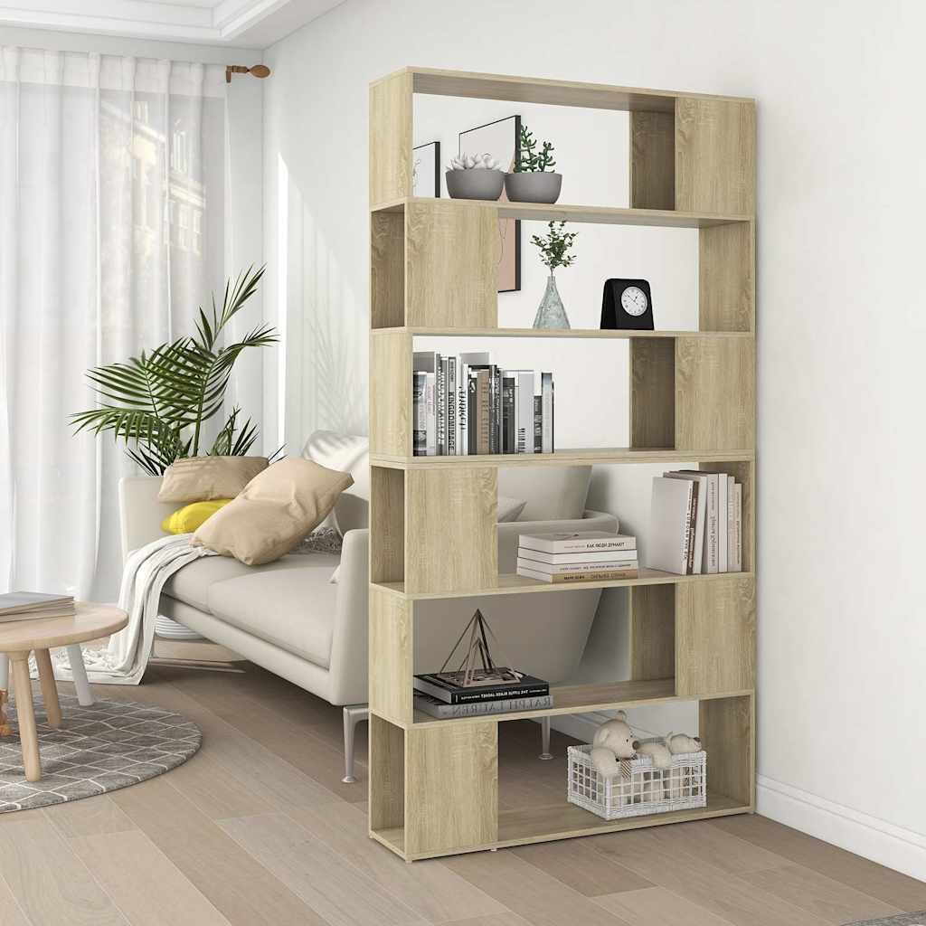 vidaXL Библиотека/разделител за стая сонома дъб 100x24x188 см