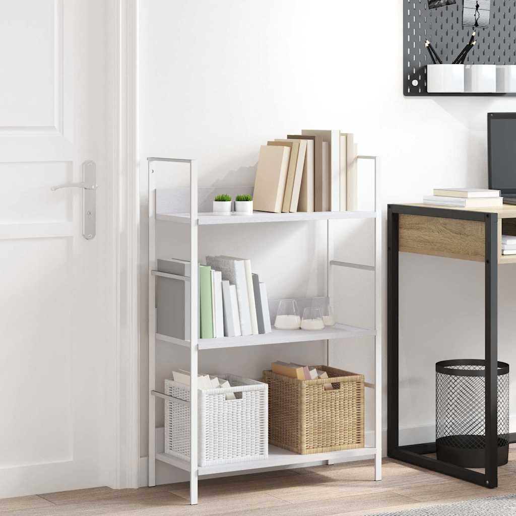 vidaXL Библиотека с 3 рафта бяла 60x276x905 см инженерно дърво