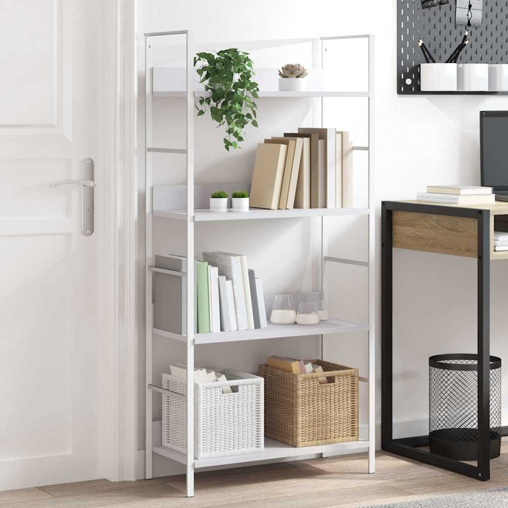 vidaXL Библиотека с 4 рафта бяла 60x276x1245 см инженерно дърво