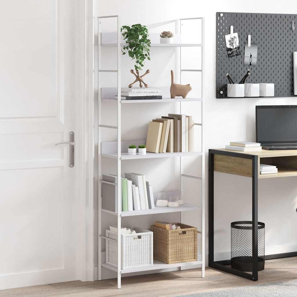 vidaXL Библиотека с 5 рафта бяла 60x276x1585 см инженерно дърво