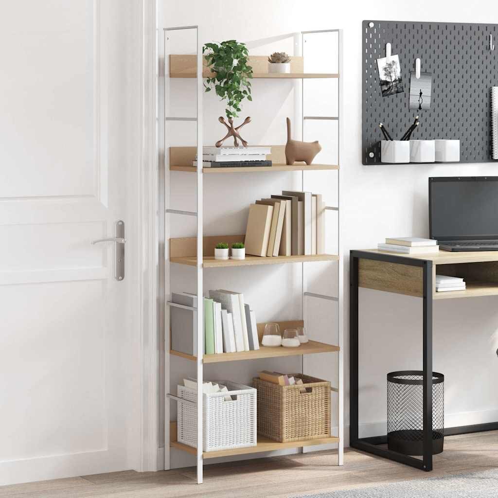 vidaXL Библиотека с 5 рафта дъб 60x276x1585 см инженерно дърво