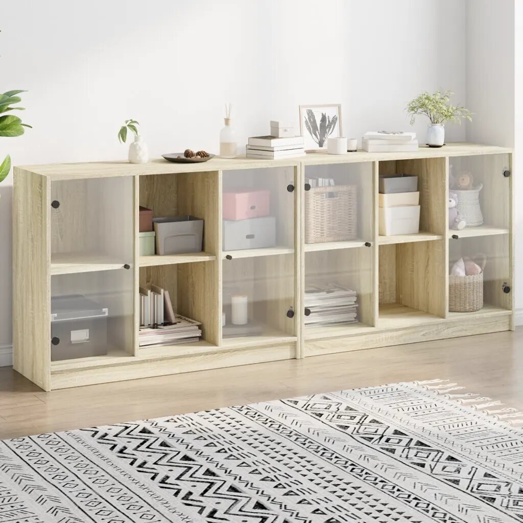 vidaXL Библиотека с врати дъб сонома 204x37x75 см инженерно дърво