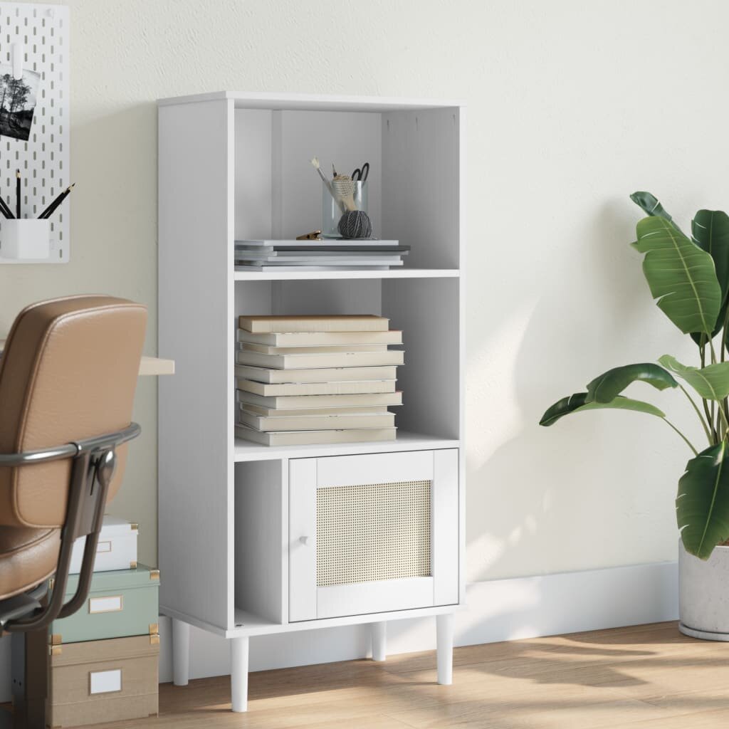 vidaXL Библиотека SENJA ратанова визия бяла 60x35x130 см бор масив