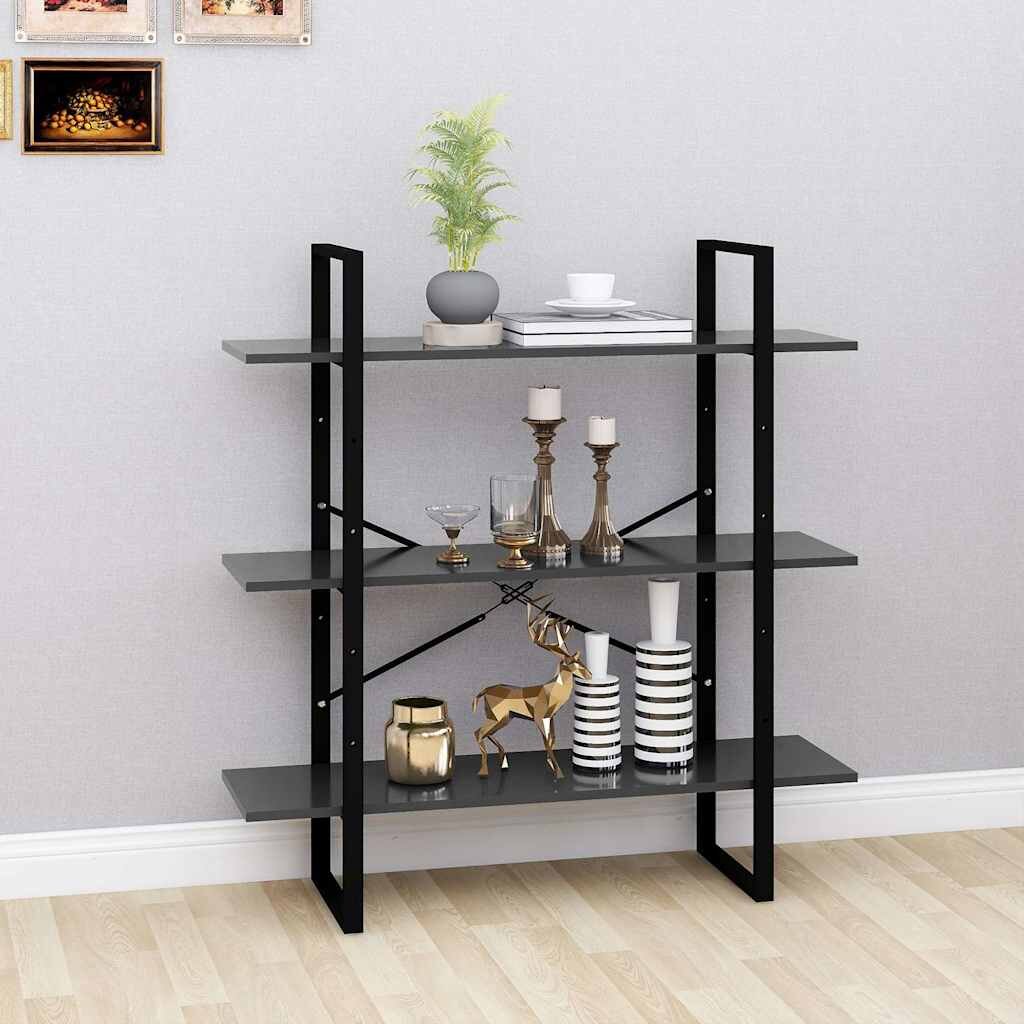 vidaXL Библиотека сив 100x30x105 см инженерно дърво