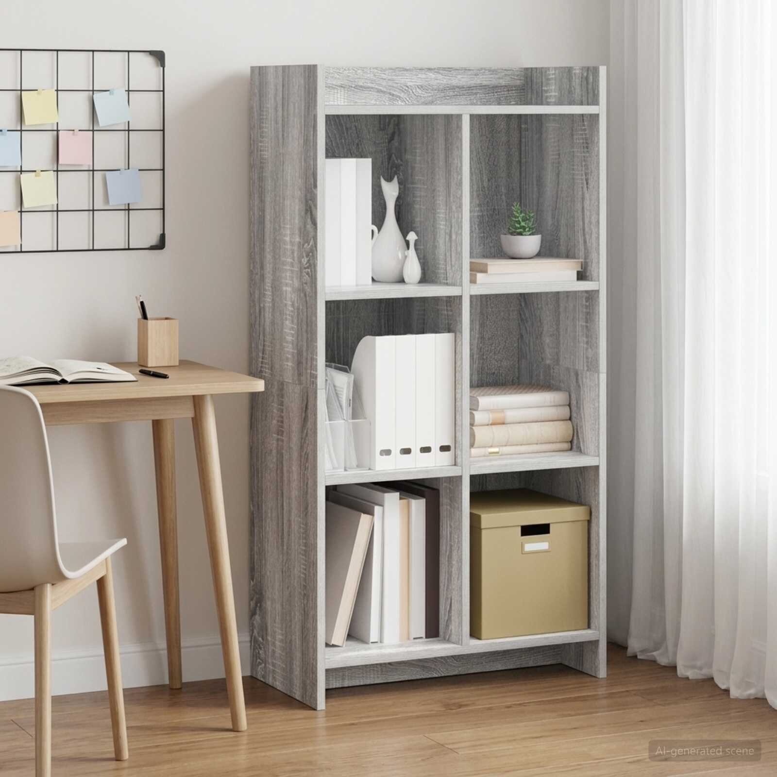 vidaXL Библиотека Сив Сонома 59 x 30 x 111 см Инженерна дървесина