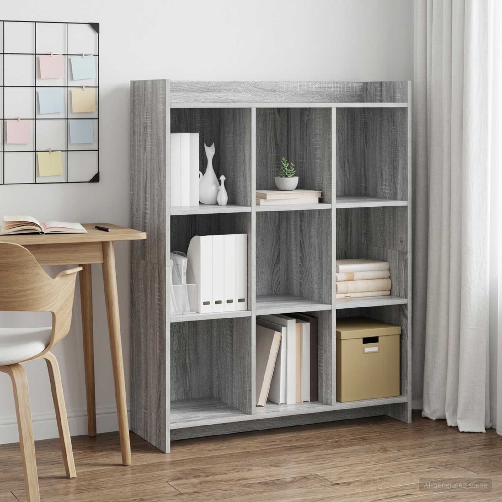 vidaXL Библиотека Сив Сонома 875 x 30 x 111 см Инженерна дървесина