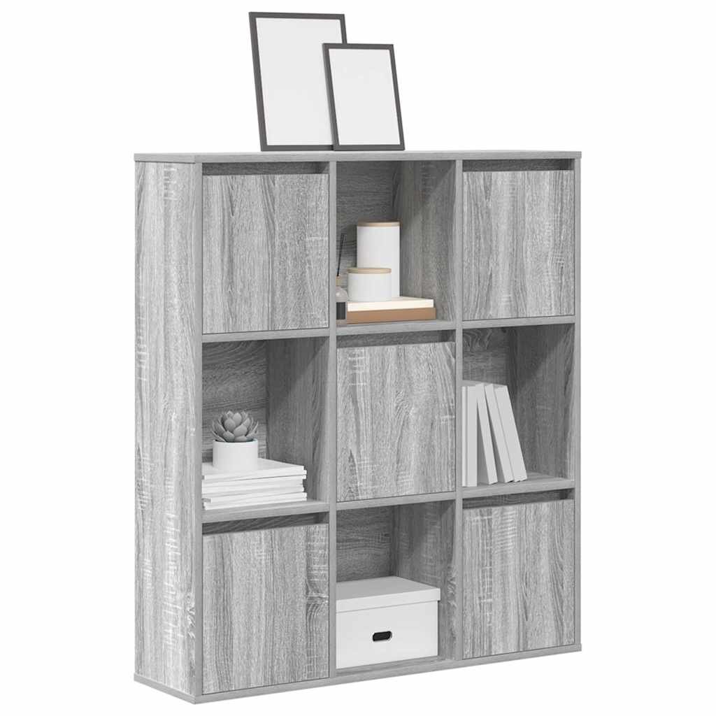 vidaXL Библиотека сив сонома 89x24x1015 см инженерно дърво