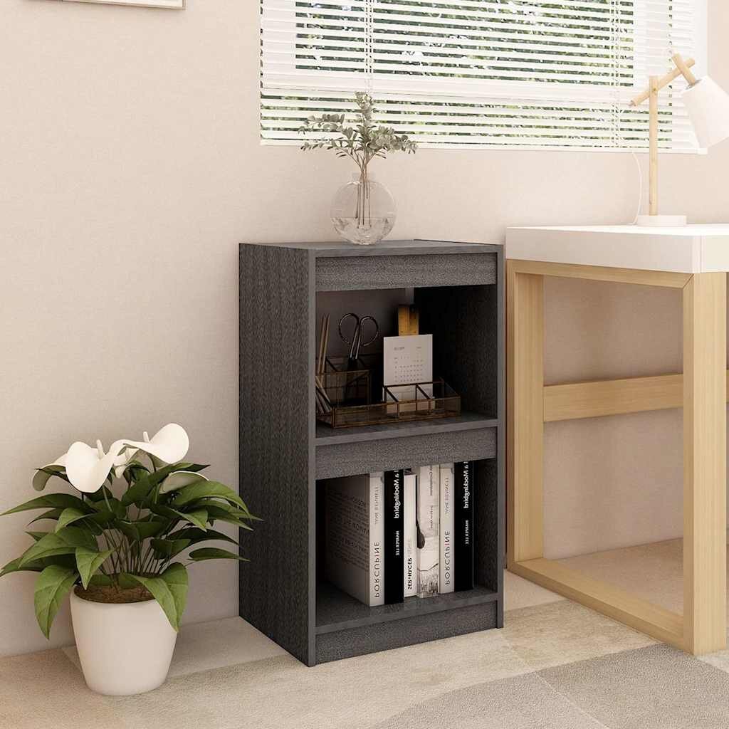 vidaXL Библиотека сива 40x30x715 см борово дърво масив