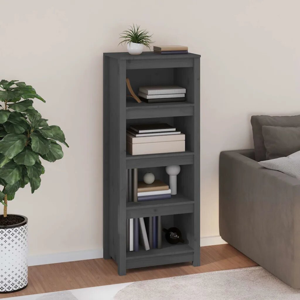 vidaXL Библиотека сива 50x35x1255 бор масив